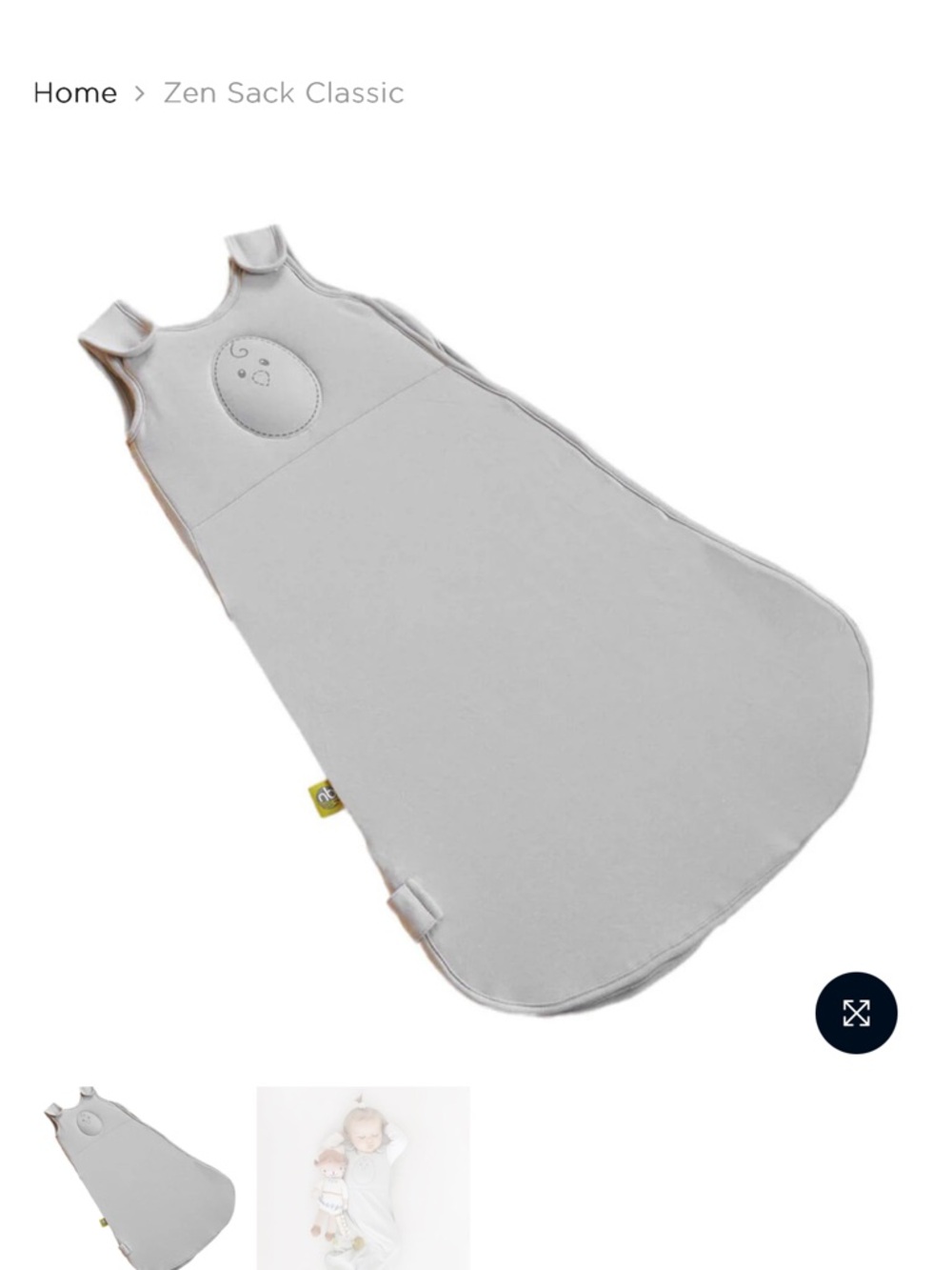 Nested Bean Zen Sack Wearable Blanket,White and Gray  6 to12months